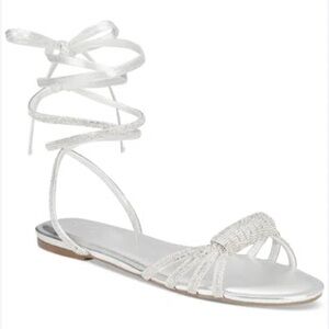 INC International Concept silver flat rhinestone bling gladiator sandal Size 7